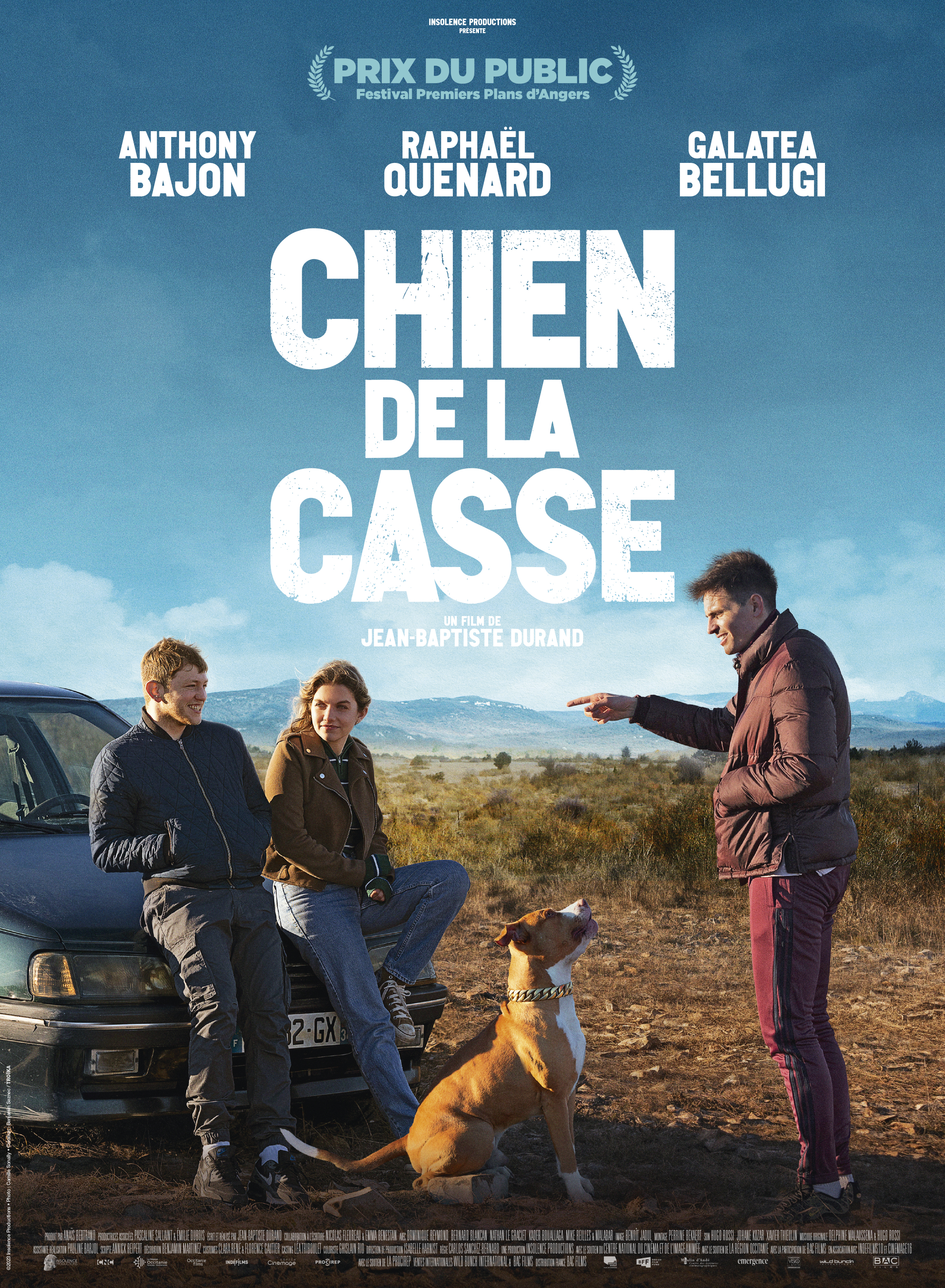 Affiche du film - Chien de la casse de Jean-Baptiste Durand © 2023 Insolence Productions - Photo : Camille Sonally - Création : Benjamin Seznec / TROÏKA