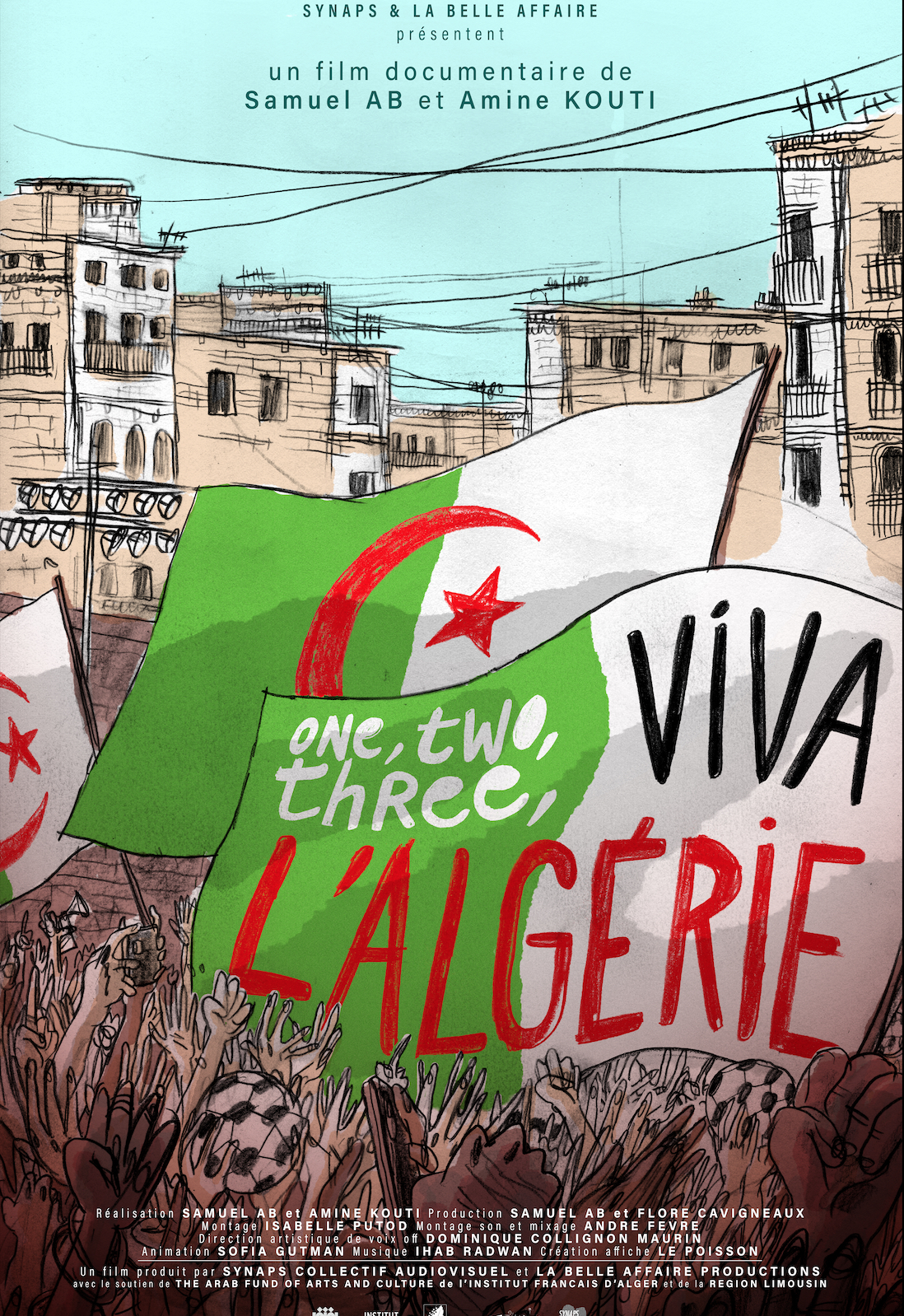 Affiche de One, Two, Three, Viva L'Algérie ! de Samuel Ab et Amine Kouti - La Belle Affaire Productions